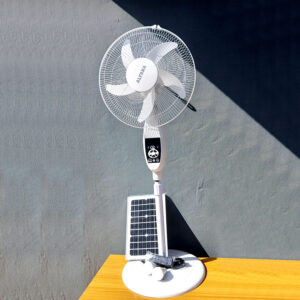 Alfana 16-Inch Rechargeable Fan with 10W Solar Panel | 5–8 Hours Backup | Lead-Acid Battery